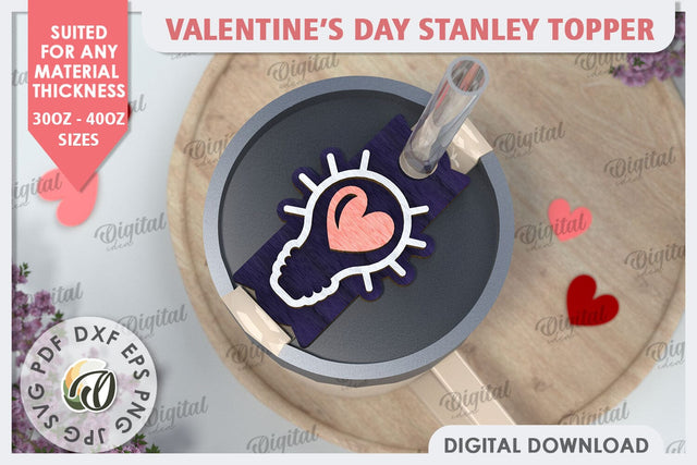 Valentine’s Day Stanley Topper LaserCut. Stanley Tumbler SVG SVG Evgenyia Guschina 