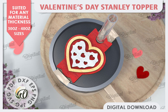 Valentine’s Day Stanley Topper LaserCut. Stanley Tumbler SVG SVG Evgenyia Guschina 