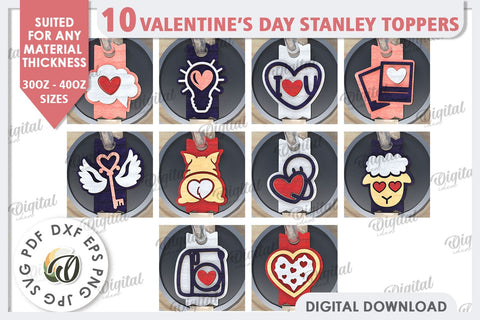 Valentine’s Day Stanley Toppers Laser Cut Bundle. Love SVG SVG Evgenyia Guschina 