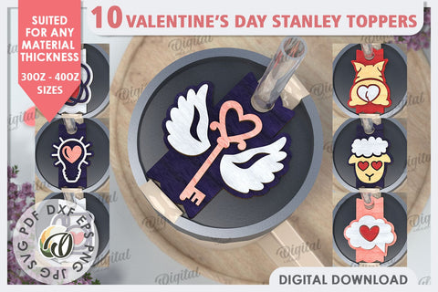 Valentine’s Day Stanley Toppers Laser Cut Bundle. Love SVG SVG Evgenyia Guschina 