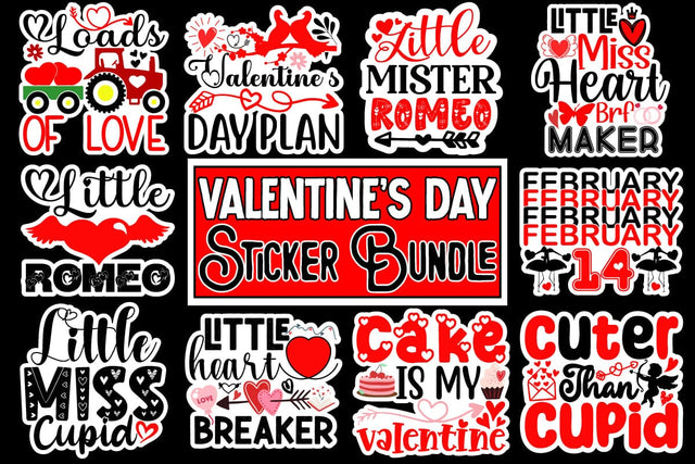 Valentine's Day Sticker SVG Cut File, Valentine's Day Sticker BUndle,Happy Valentine's Day,Valentine's Day Sublimation PNG,Valentine's Day SVG Cut File <Valentine's Day T-shirt Design Bundle SVG Insomnia Std 