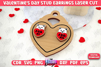 Valentine's Day Stud Earrings | Accessories Design | Valentine's Day Gift Idea | CNC File SVG The T Store Design 