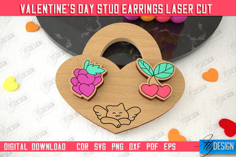 Valentine's Day Stud Earrings Bundle | Accessories Design | Valentine's Day Gift Idea | CNC Files SVG Fly Design 