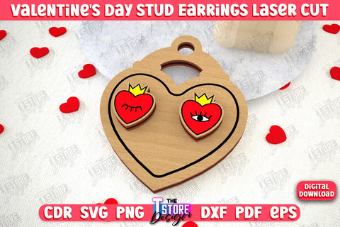 Valentine's Day Stud Earrings Bundle | Accessories Design | Valentine's Day Gift Idea | CNC Files SVG The T Store Design 