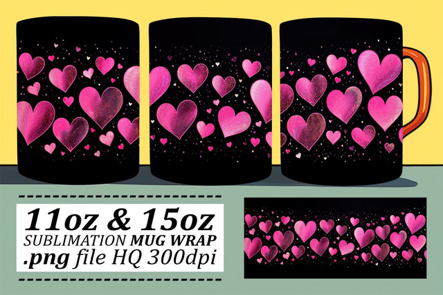 Valentines Day Sublimation Mug Wrap - Love-Struck Heart Design 11oz 15oz Sublimation afrosvg 