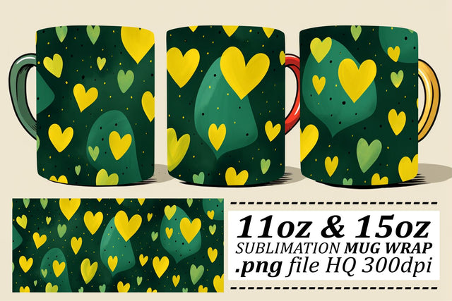 Valentines Day Sublimation Mug Wrap - Love-Struck Heart Design 11oz 15oz Sublimation afrosvg 