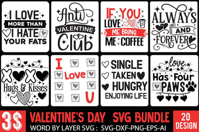 Valentine's Day SVG Bundle , Valentines SVG Bundle,Love SVG Bundle, Heart Clipart BUndle , Love SVG Bundle Quotes SVG BlackCatsMedia 