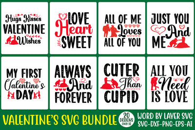 VALENTINE'S DAY SVG BUNDLE WITH 4 ZIP FILES DXF ,EPS, PNG AND SVG FILES SVG Rafiqul20606 