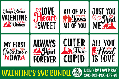 VALENTINE'S DAY SVG BUNDLE WITH 4 ZIP FILES DXF ,EPS, PNG AND SVG FILES SVG Rafiqul20606 