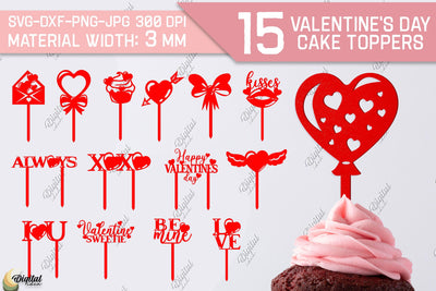 Valentine's Day SVG. Cake Topper Bundle. Valentine Laser SVG Evgenyia Guschina 