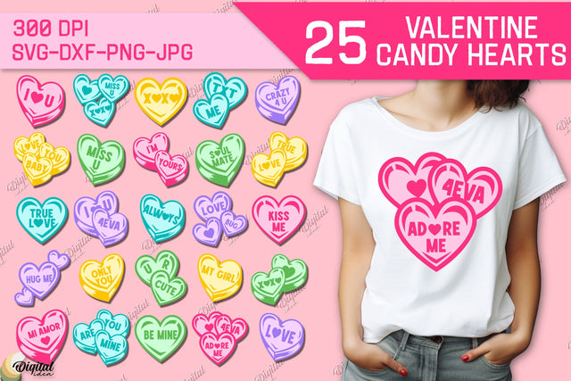 Valentine's Day SVG. Candy Hearts Bundle. Valentine Shirt SVG SVG Evgenyia Guschina 