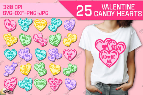Valentine's Day SVG. Candy Hearts Bundle. Valentine Shirt SVG SVG Evgenyia Guschina 