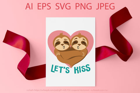 valentine's Day SVG. Cute sloth couple SVG Yustaf Art Store 