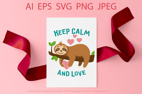 Valentine's day svg. cute sloth cut file for crafters SVG Yustaf Art Store 