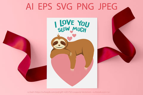 Valentine's Day SVG. Cute sloth with heart SVG Yustaf Art Store 