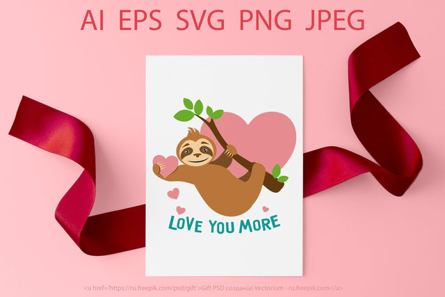 Valentine's Day SVG. Cute Sloth with heart SVG Yustaf Art Store 