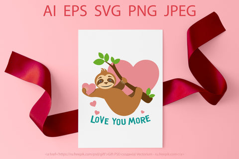 Valentine's Day SVG. Cute Sloth with heart SVG Yustaf Art Store 