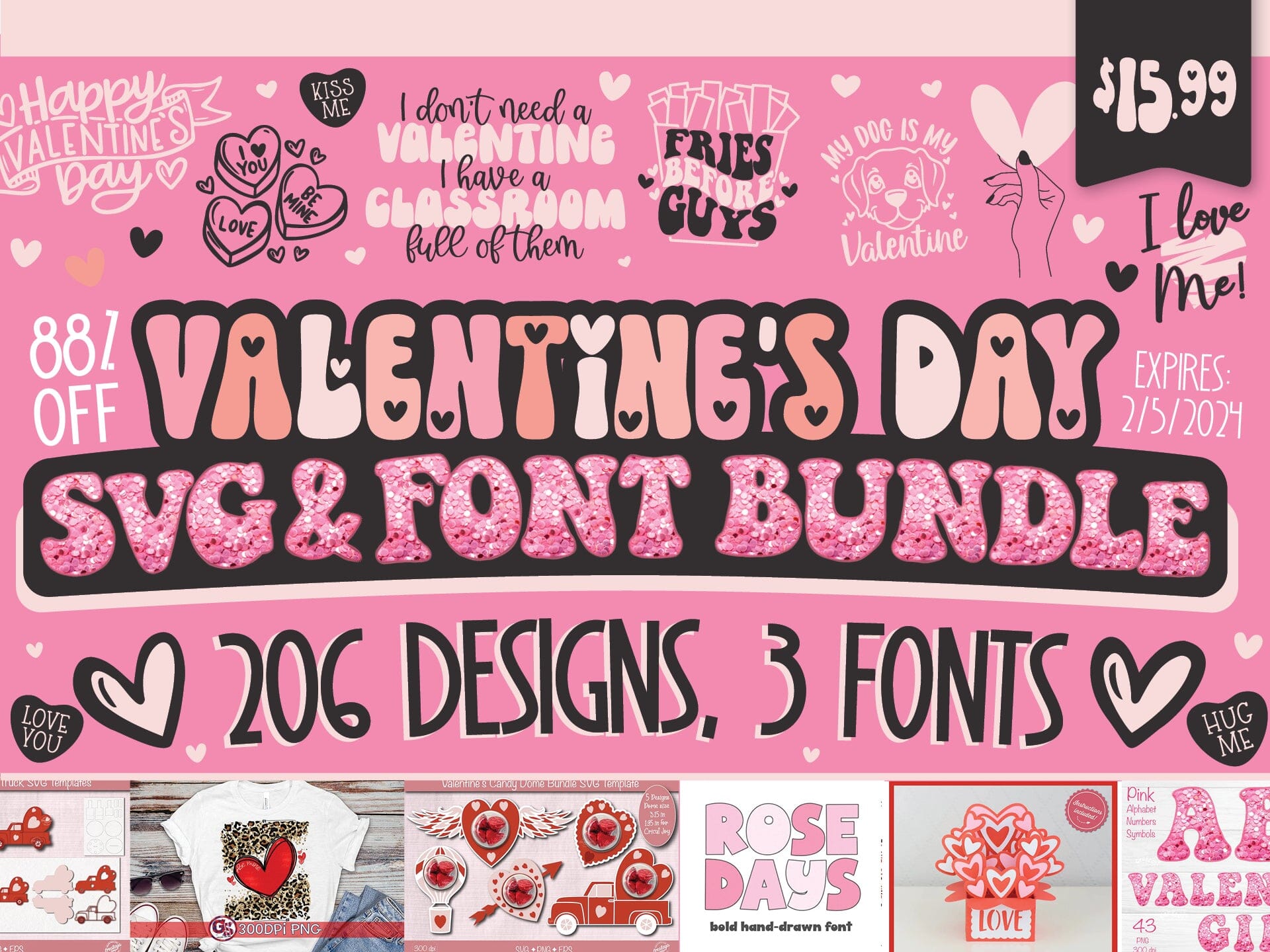 Valentine's Day Stickers 2- Printable Valentines Day Sticker - So Fontsy