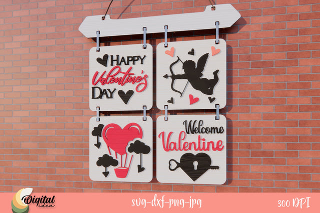 Valentine's Day SVG. Hanging Interchangeable Sign Laser Cut SVG Evgenyia Guschina 