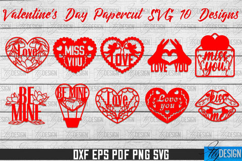 Valentine's Day SVG | Love Paper Cut SVG | Heart Design SVG Fly Design 