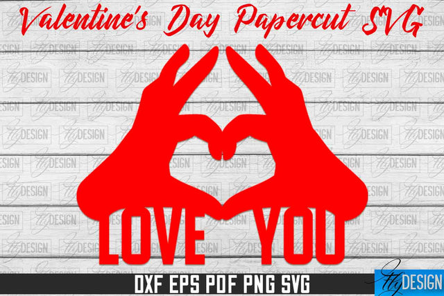 Valentine's Day SVG | Love Paper Cut SVG | Heart Design SVG Fly Design 