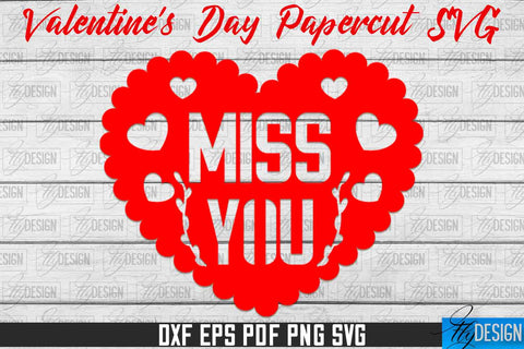 Valentine's Day SVG | Love Paper Cut SVG | Heart Design SVG Fly Design 