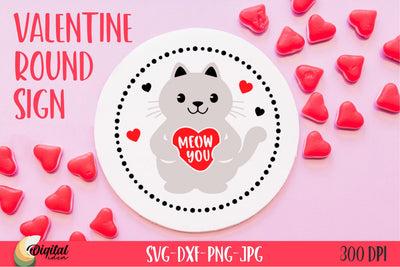 Valentine's Day SVG. Round Sign. Meow SVG SVG Evgenyia Guschina 
