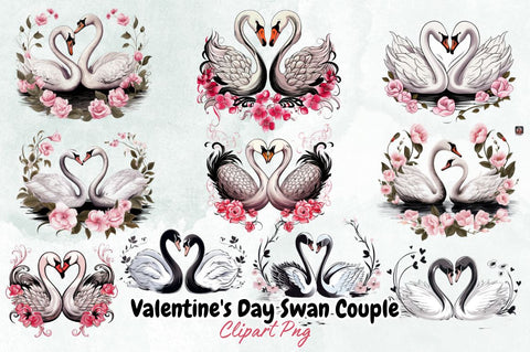 Valentine's Day Swan Couple Clipart Bundle Sublimation Designangry 