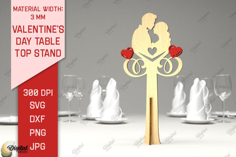 Valentine's Day Table Top Stand. Laser Cut Bundle. Heart SVG SVG Evgenyia Guschina 