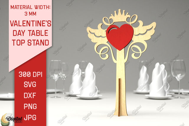 Valentine's Day Table Top Stand Laser Cut. Heart SVG SVG Evgenyia Guschina 
