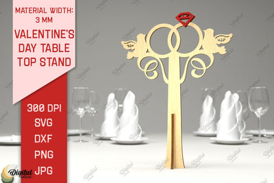 Valentine's Day Table Top Stand Laser Cut. Rings SVG SVG Evgenyia Guschina 