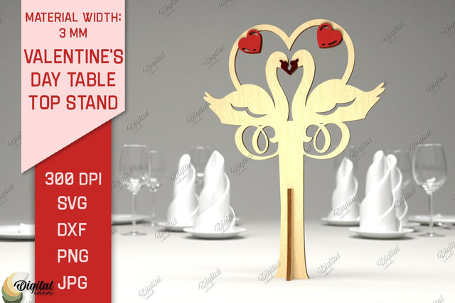 Valentine's Day Table Top Stand Laser Cut. Swans SVG SVG Evgenyia Guschina 