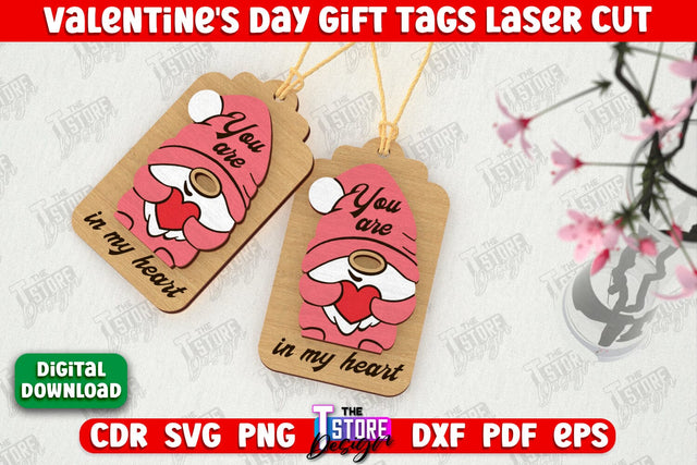 Valentine's Day Tag | Gift Tags | Romantic | Valentine's Gift Décor | CNC File SVG The T Store Design 