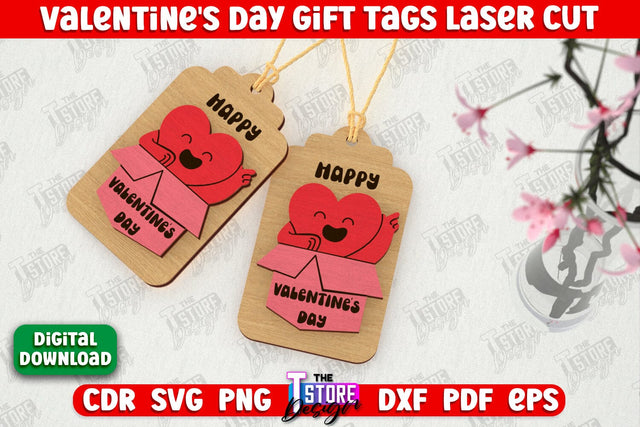 Valentine's Day Tag | Gift Tags | Romantic | Valentine's Gift Décor | CNC File SVG The T Store Design 