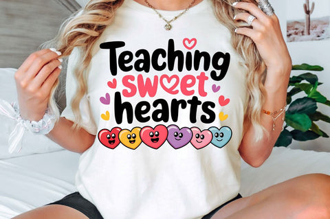 Valentine's Day Teacher Love Sweatshirt Sublimation Design Sublimation Regulrcrative 