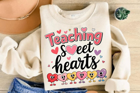 Valentine's Day Teacher Love Sweatshirt Sublimation Design Sublimation Regulrcrative 