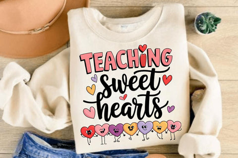 Valentine's Day Teacher Love Sweatshirt Sublimation Design Sublimation Regulrcrative 