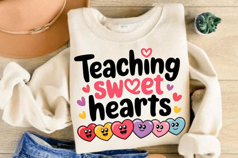 Valentine's Day Teacher Love Sweatshirt Sublimation Design Sublimation Regulrcrative 