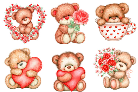 Valentine’s Day Teddy Bear Clipart Sublimation SVGArt 