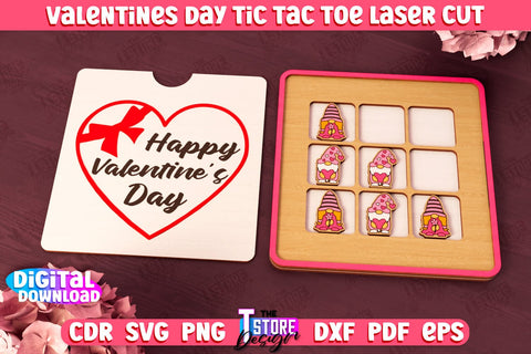 Valentine's Day Tic Tac Toe Bundle | Noughts and Crosses | Classic Board Game | CNC Files SVG The T Store Design 