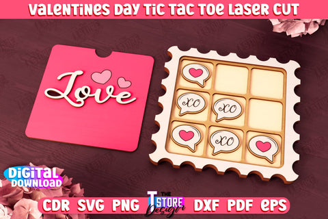 Valentine's Day Tic Tac Toe Bundle | Noughts and Crosses | Classic Board Game | CNC Files SVG The T Store Design 