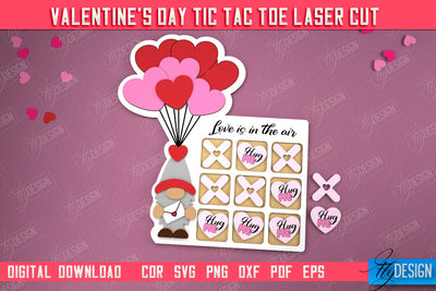 Valentine's Day Tic Tac Toe | Noughts and Crosses | Classic Board Game | CNC File SVG Fly Design 