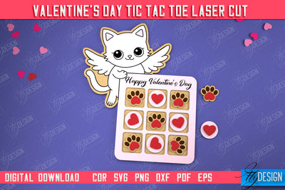 Valentine's Day Tic Tac Toe | Noughts and Crosses | Classic Board Game | CNC File SVG Fly Design 