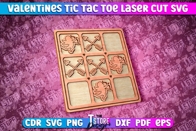 Valentine's Day Tic Tac Toe | Noughts and Crosses | Classic Board Game | CNC File SVG The T Store Design 