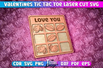 Valentine's Day Tic Tac Toe | Noughts and Crosses | Classic Board Game | CNC File SVG The T Store Design 