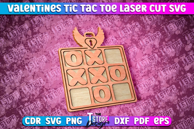 Valentine's Day Tic Tac Toe | Noughts and Crosses | Classic Board Game | CNC File SVG The T Store Design 