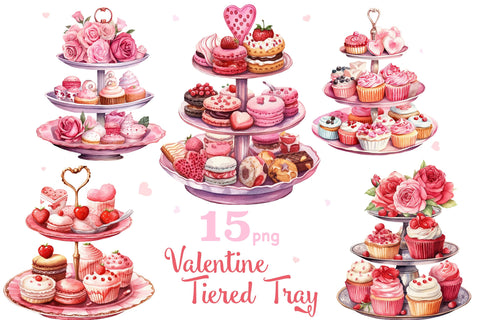Valentines Day Tiered Tray Clipart | Love Graphics Bundle SVG GlamArtZhanna 