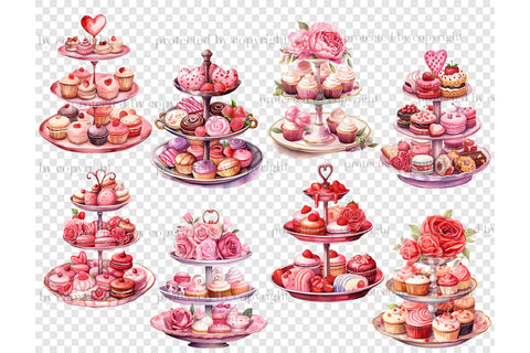 Valentines Day Tiered Tray Clipart | Love Graphics Bundle SVG GlamArtZhanna 