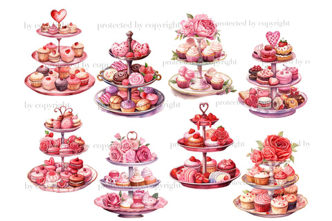 Valentines Day Tiered Tray Clipart | Love Graphics Bundle SVG GlamArtZhanna 