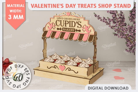 Valentine's Day Treats Shop Stand Laser Cut. Love SVG SVG Evgenyia Guschina 